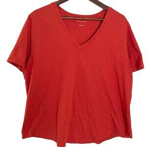 Universal Standard V Rex T Shirt Medium / 2X Pumpkin Orange V Neck Top